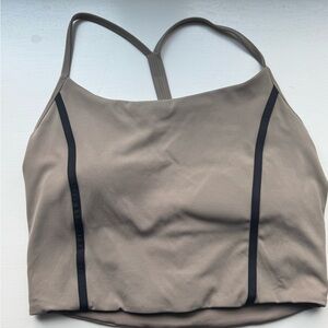 Women's Tan and Black Strappy Top